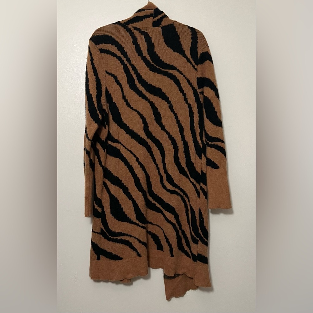 Leith‎ Animal Print Long Cardigan Sweater Coat Zebra Tiger Stripe Small - Picture 5 of 5